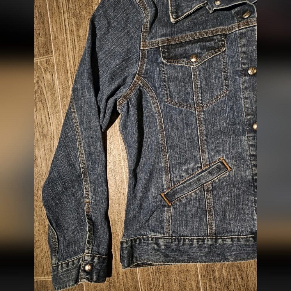 Carhartt Denim Trucker Jacket Women's 2XL Long Sleeve Blue Snap Button - Picture 5 of 6